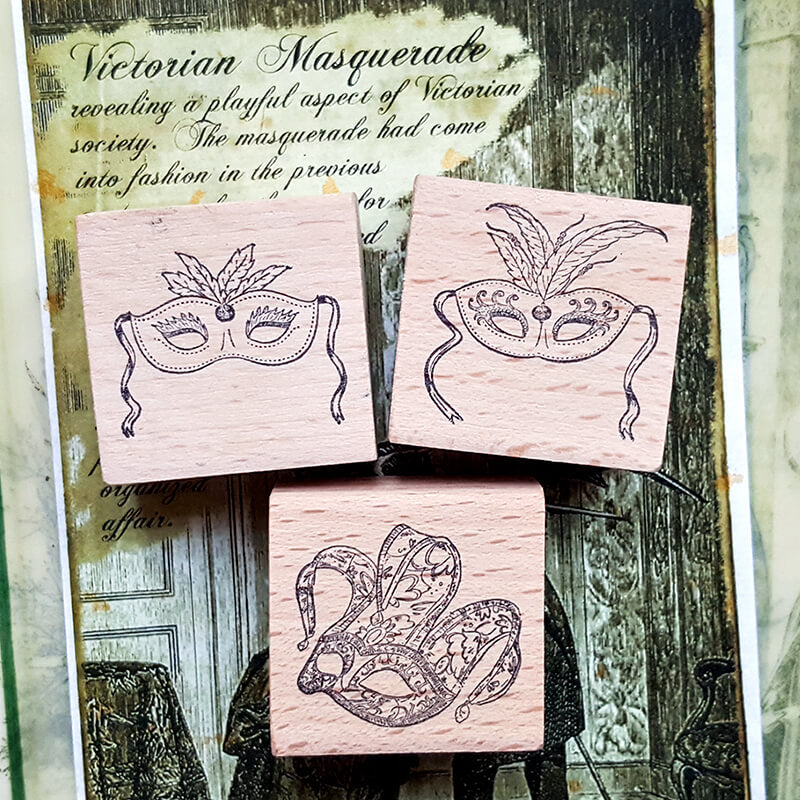 Victorian Art Literature Masquerade Masks  Scrapbooking Wooden Stamp
