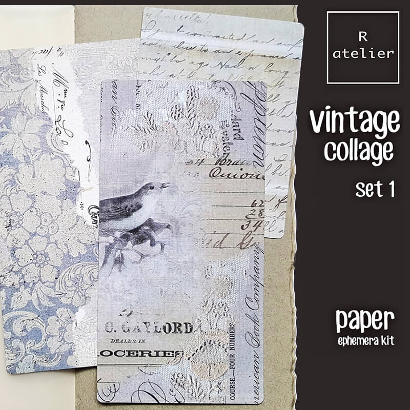Vintage Collage Scrapbooking Paper Ephemera Kit