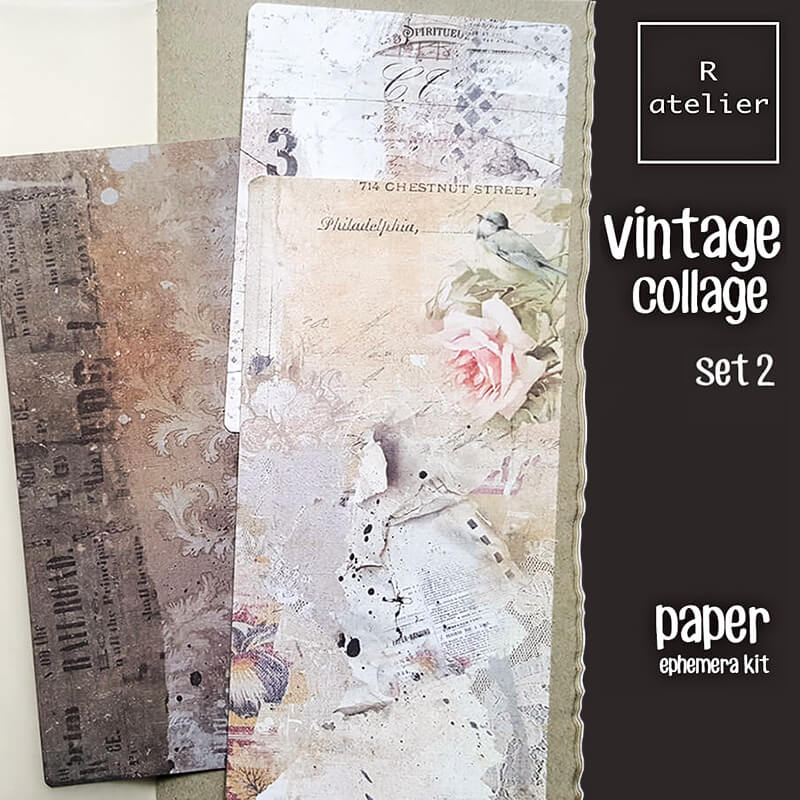 Vintage Collage Scrapbooking Paper Ephemera Kit