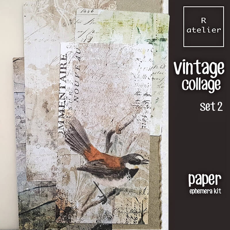 Vintage Collage Scrapbooking Paper Ephemera Kit