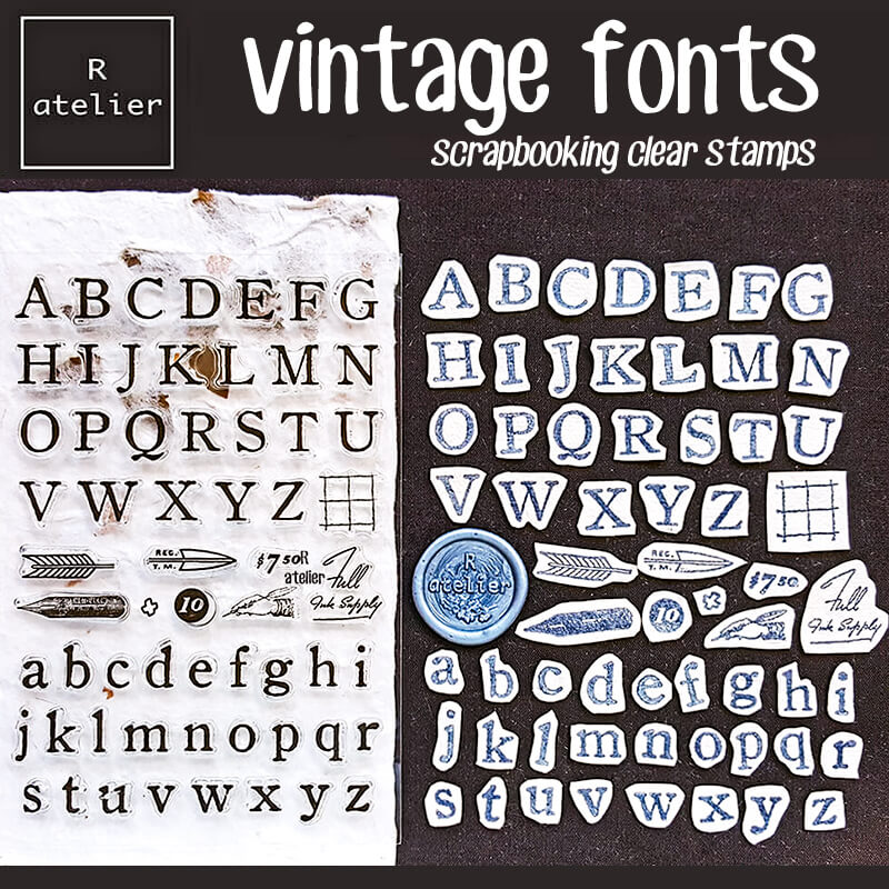 Vintage Font Scrapbooking Clear Stamps