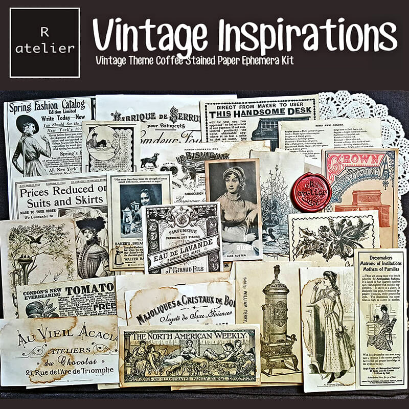 Vintage Inspirations Scrapbooking Paper Ephemera Kit