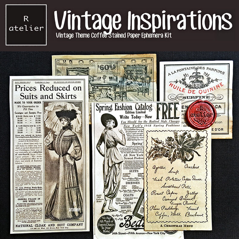 Vintage Inspirations Scrapbooking Paper Ephemera Kit