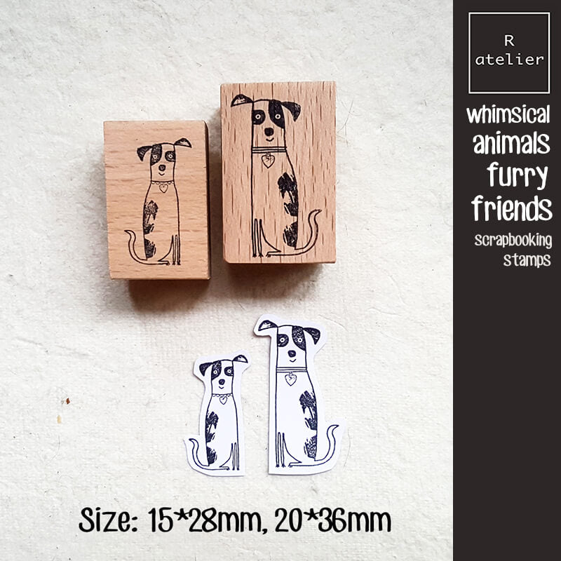Whimsical Animals Furry Friends Scrapbooking Wooden Stamp