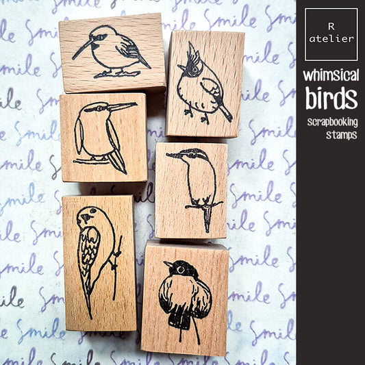 Whimsical Tropical Birds Scrapbooking Wooden Stamp