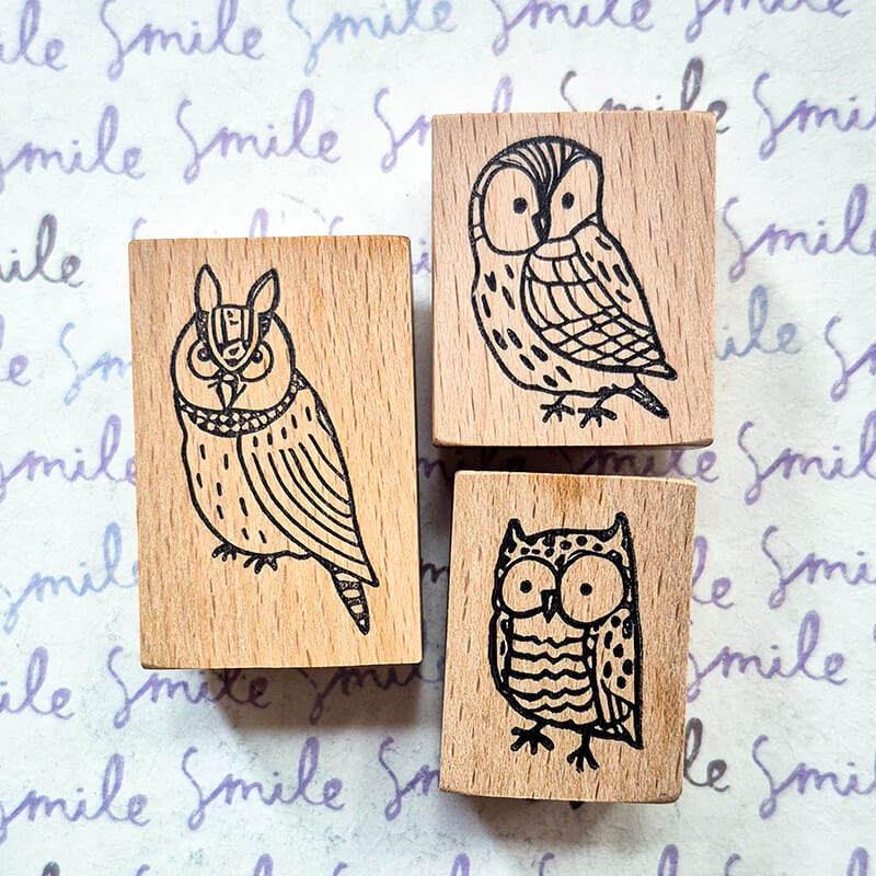 Whimsical Owls Scrapbooking Wooden Stamp