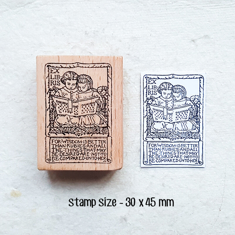 Bookplate Ex Libris Library Book Lovers Scrapbooking Wooden Stamp