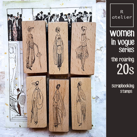 Women in Vogue Roaring 20s Art Deco Scrapbooking Wooden Stamps