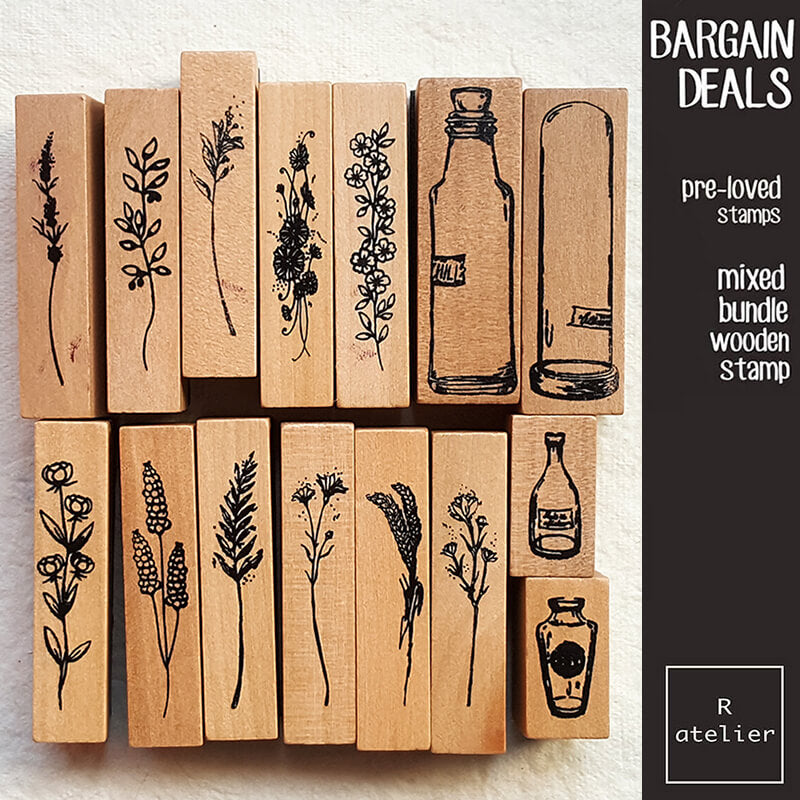 Mixed Bundle Scrapbooking Wooden Stamps (FREESHIP, pre-loved)