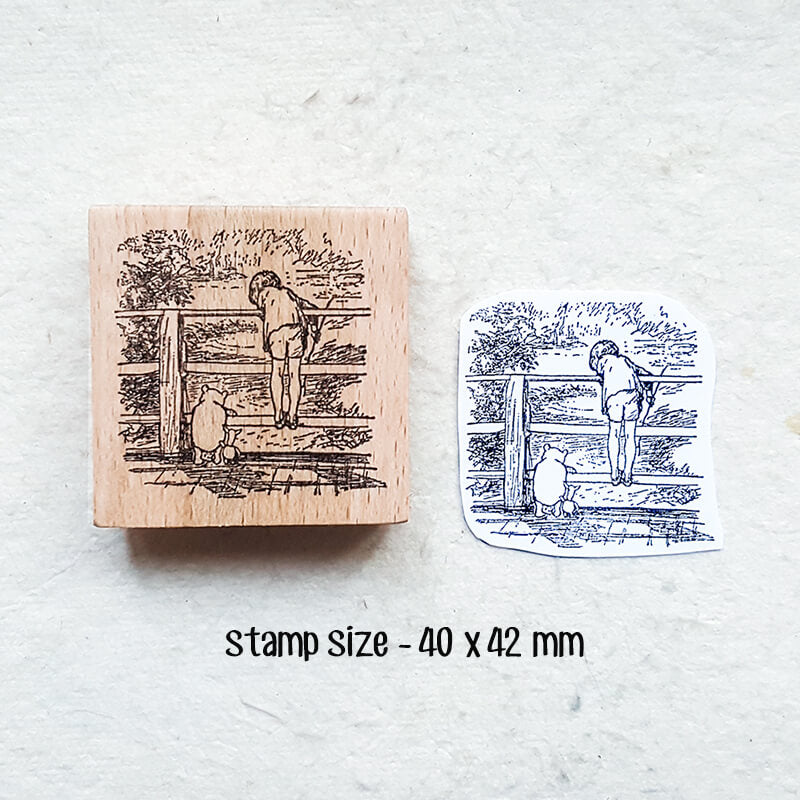 Little Pooh Bear Story Scrapbooking Wooden Stamp