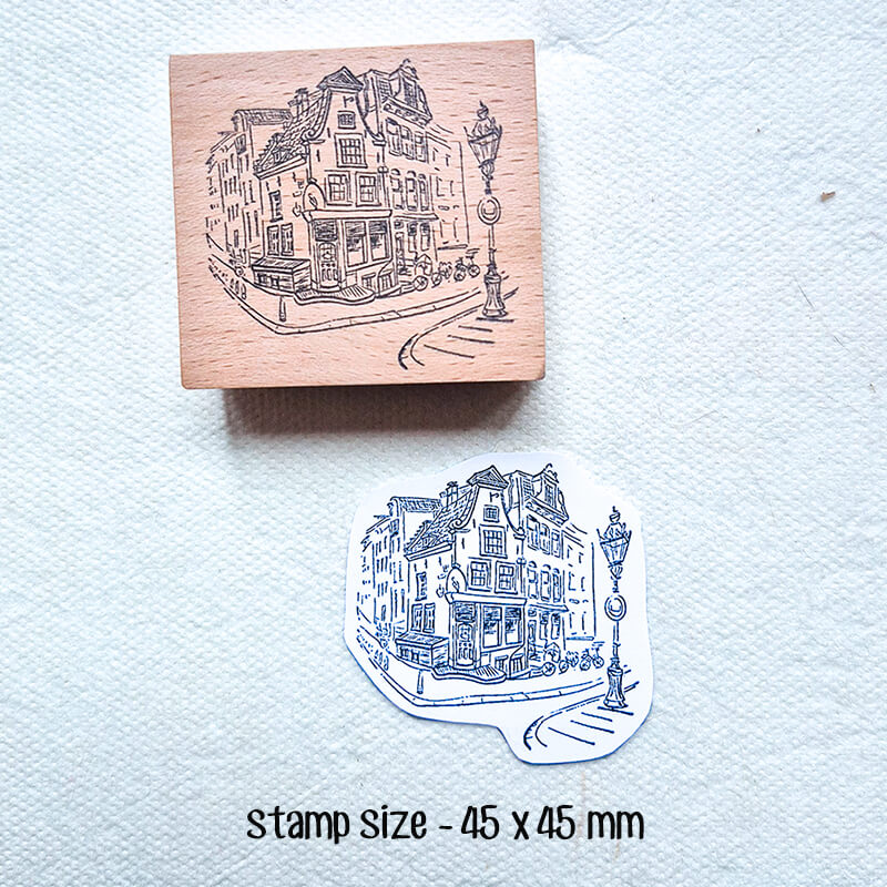 Coffee Time at the Corner Bookstore Cafe Scrapbooking Wooden Stamp