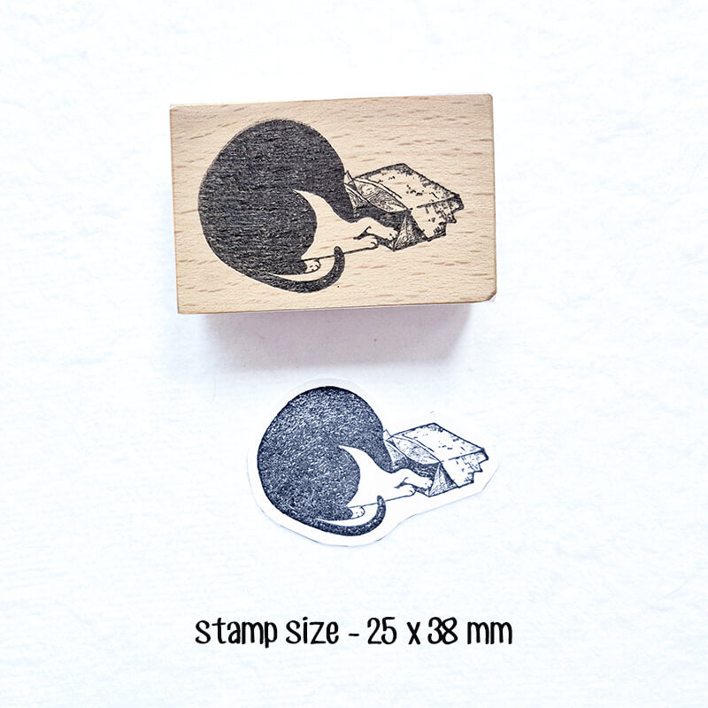 My Cat Loves Boxes Scrapbooking Wooden Stamp