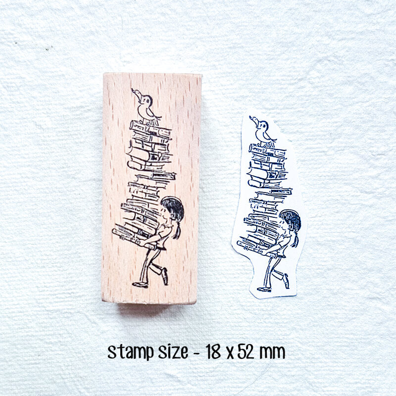 Bookworm Book Lovers Scrapbooking Wooden Stamp