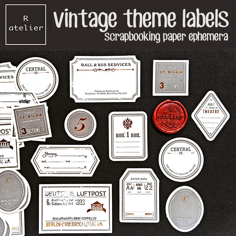 Vintage Theme Labels Scrapbooking Paper Ephemera