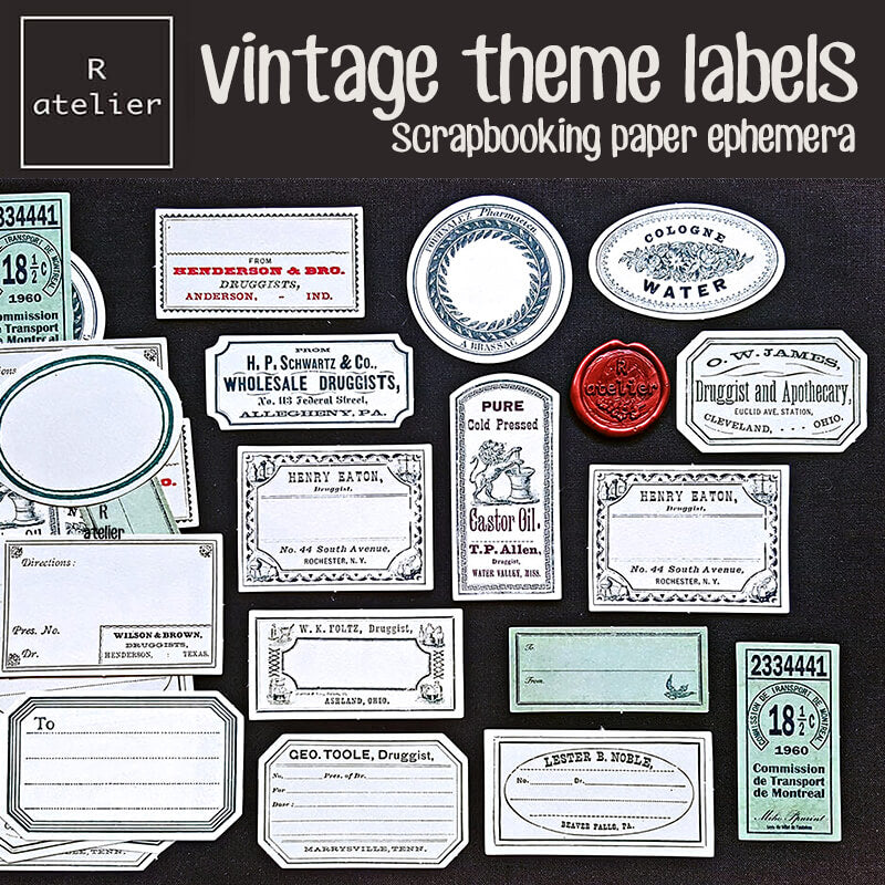 Vintage Theme Labels Scrapbooking Paper Ephemera