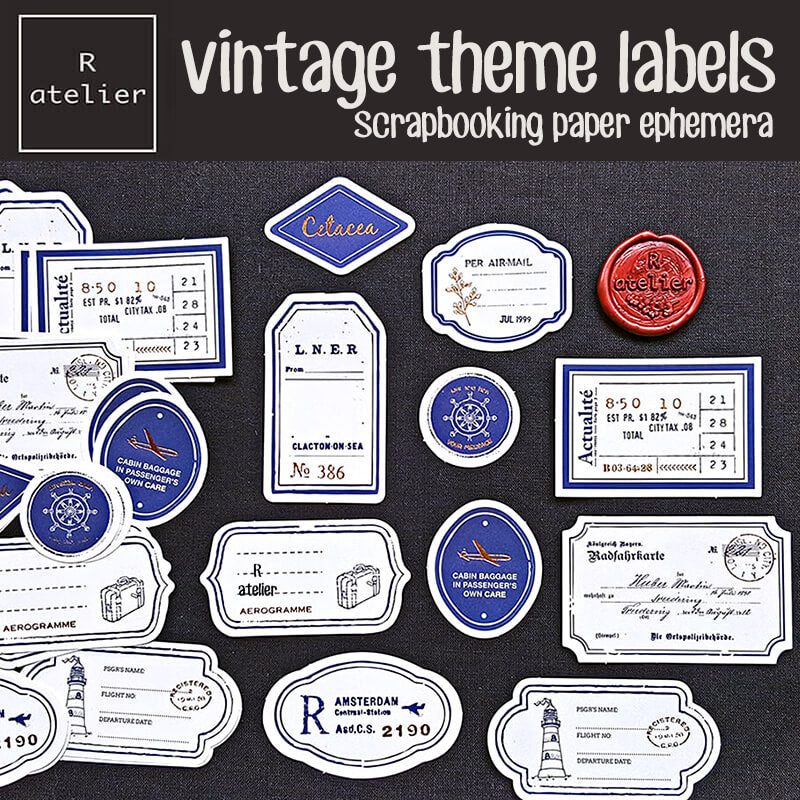 Vintage Theme Labels Scrapbooking Paper Ephemera