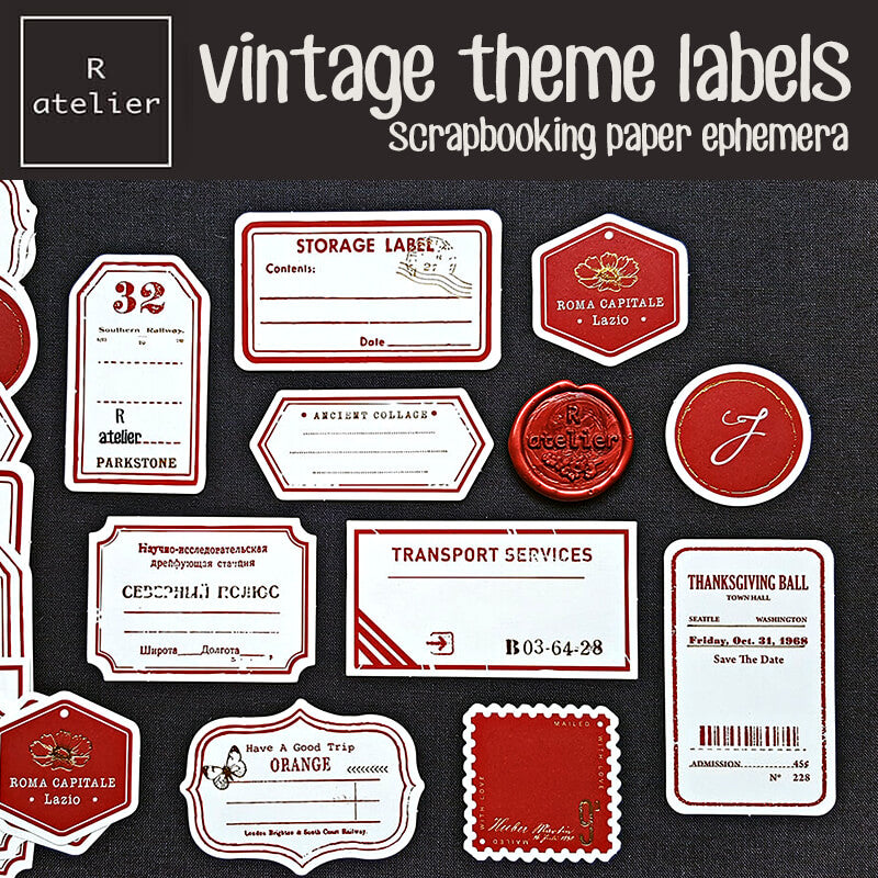 Vintage Theme Labels Scrapbooking Paper Ephemera