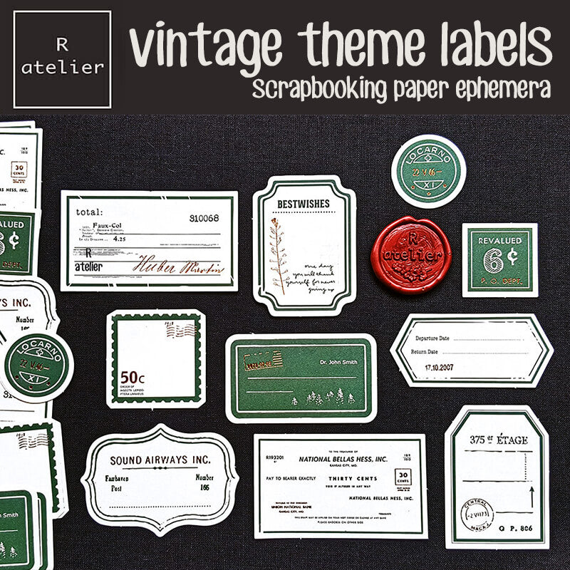 Vintage Theme Labels Scrapbooking Paper Ephemera