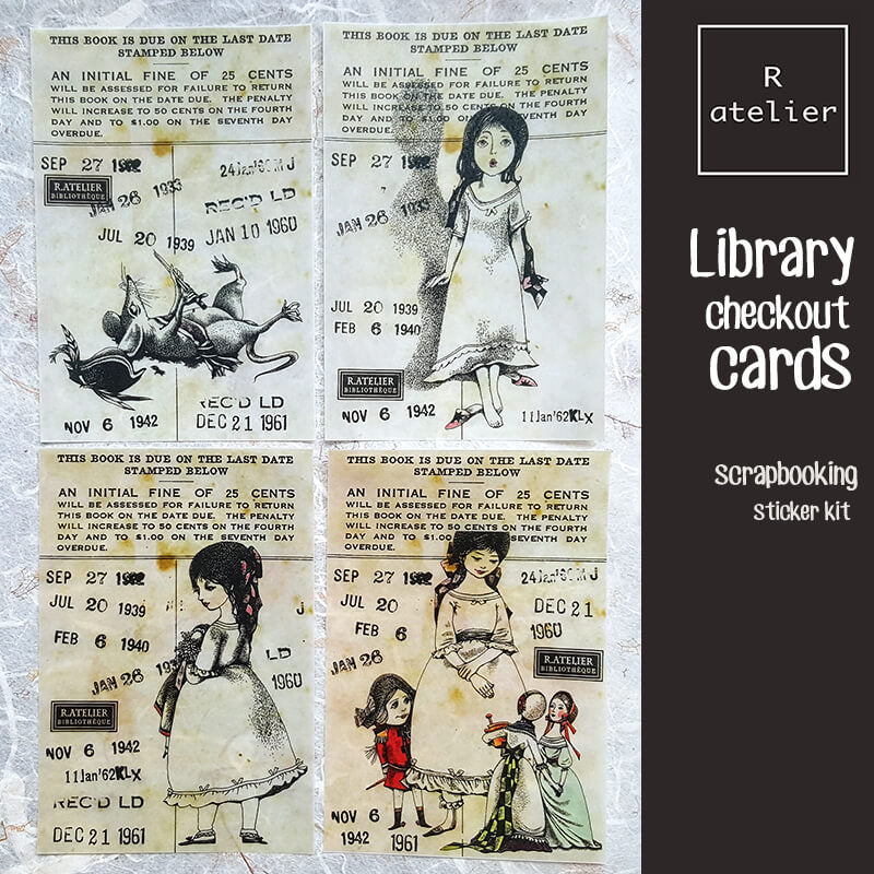 Library Checkout Cards | Scrapbooking Washi Stickers