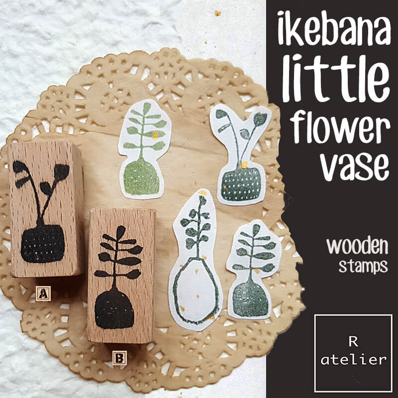 Ikebana Little Flower Vase Scrapbooking Wooden Stamps