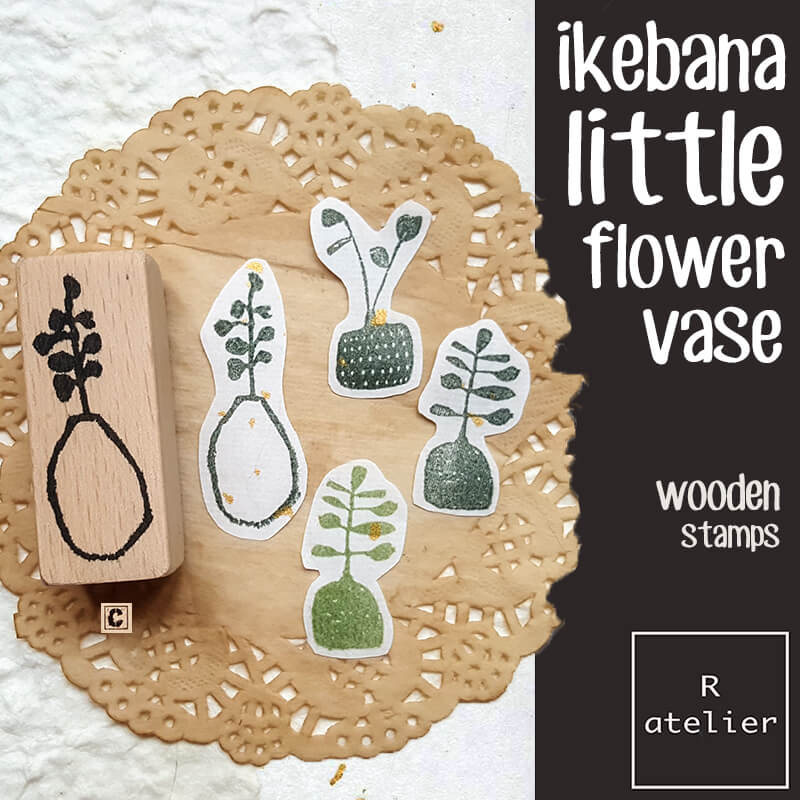 Ikebana Little Flower Vase Scrapbooking Wooden Stamps