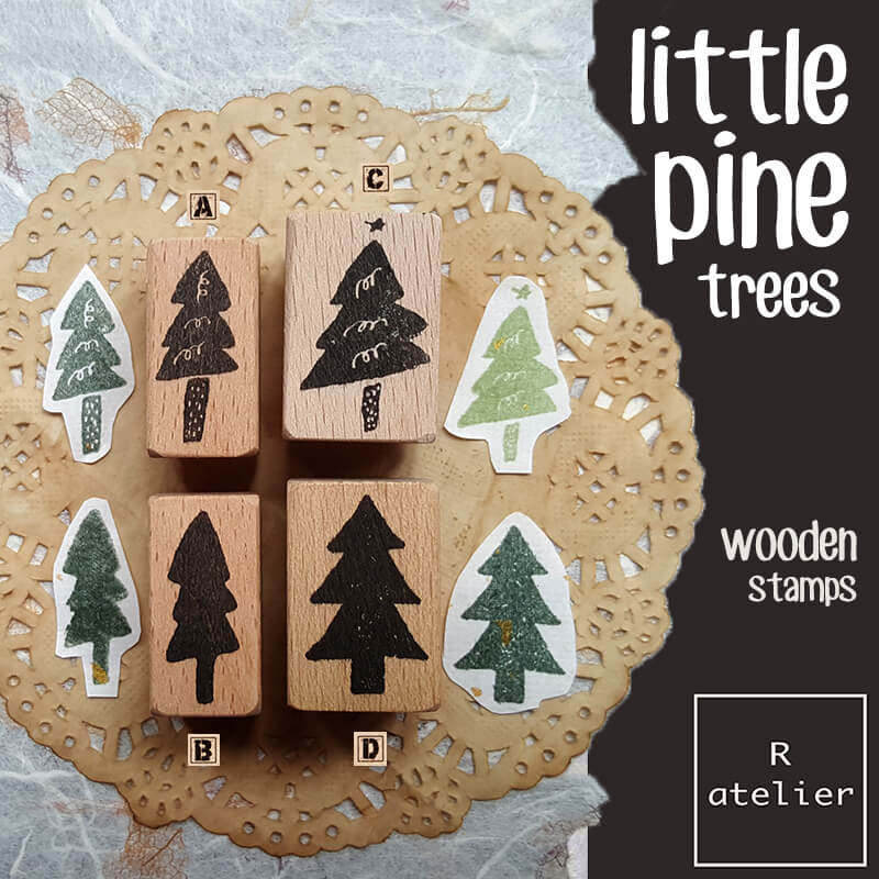 Little Forest Trees Scrapbooking Wooden Stamp