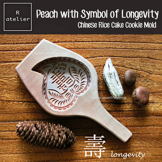 Peach with Symbol of Longevity Chinese Rice Cake Cookie Mold