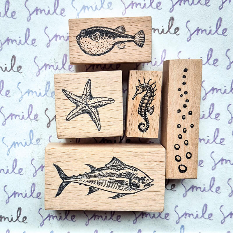 Ocean Saltwater Fish Scrapbooking Wooden Stamp