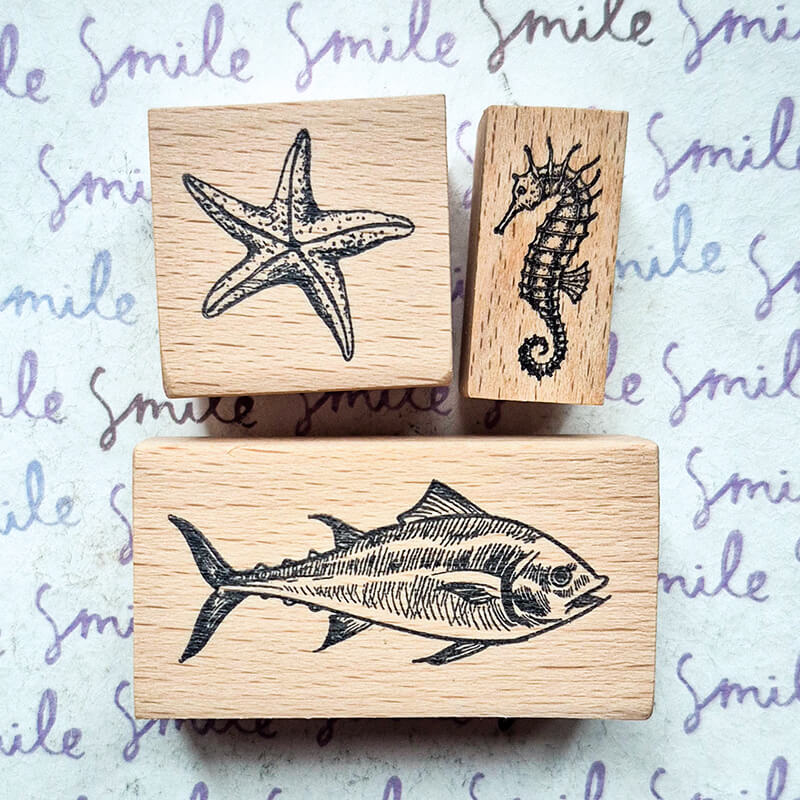 Ocean Saltwater Fish Scrapbooking Wooden Stamp