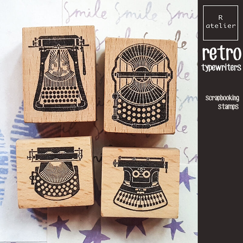 Retro Typewriters Scrapbooking Wooden Stamp