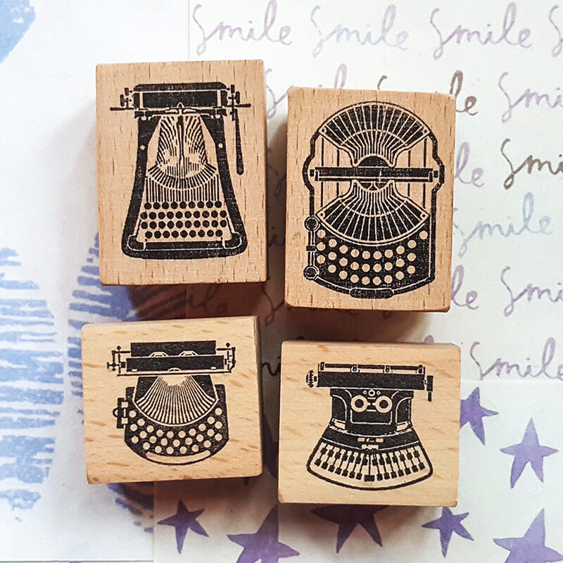 Retro Typewriters Scrapbooking Wooden Stamp
