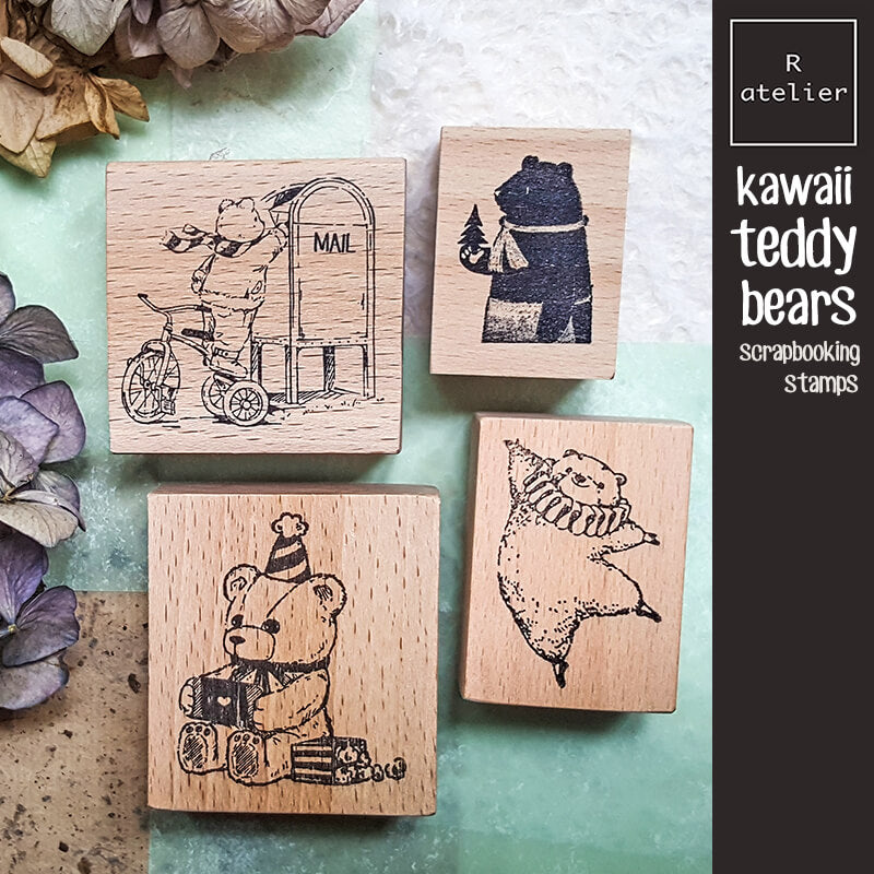 teddy bear kawaii Scrapbooking Wooden Stamp