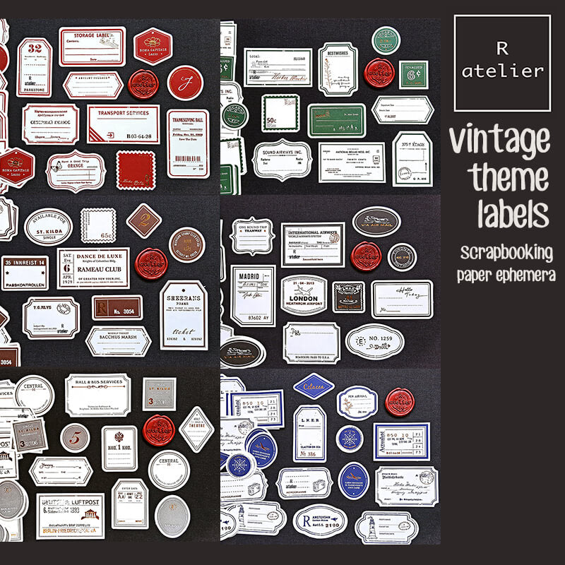 Vintage Theme Labels Scrapbooking Paper Ephemera