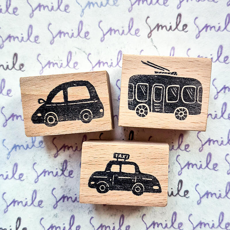 Whimsical Car Truck Transport Scrapbooking Wooden Stamps