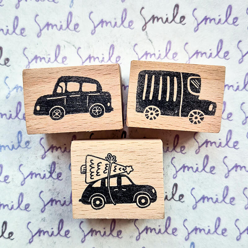 Whimsical Car Truck Transport Scrapbooking Wooden Stamps