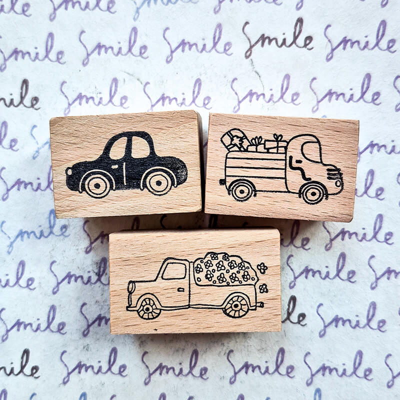 Whimsical Car Truck Transport Scrapbooking Wooden Stamps