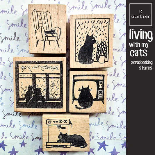 Cat Feline Lovers Scrapbooking Wooden Stamp