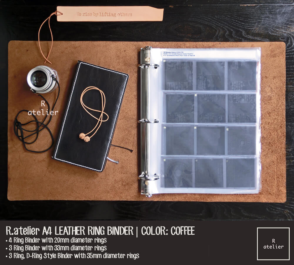 R.atelier A4 Refillable Notebook Leather Ring Binder Journal Cover | Coffee