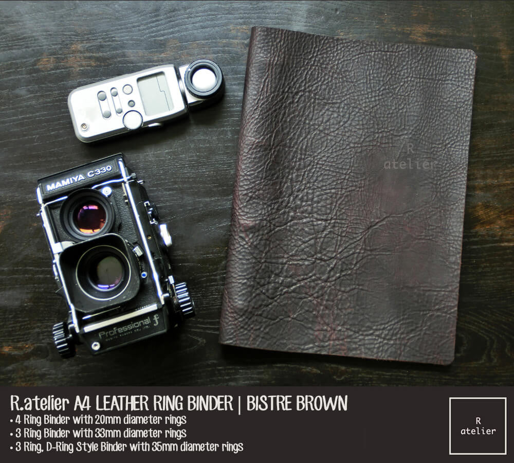 R.atelier A4 Refillable Notebook Leather Ring Binder Journal Cover | Bistre Brown