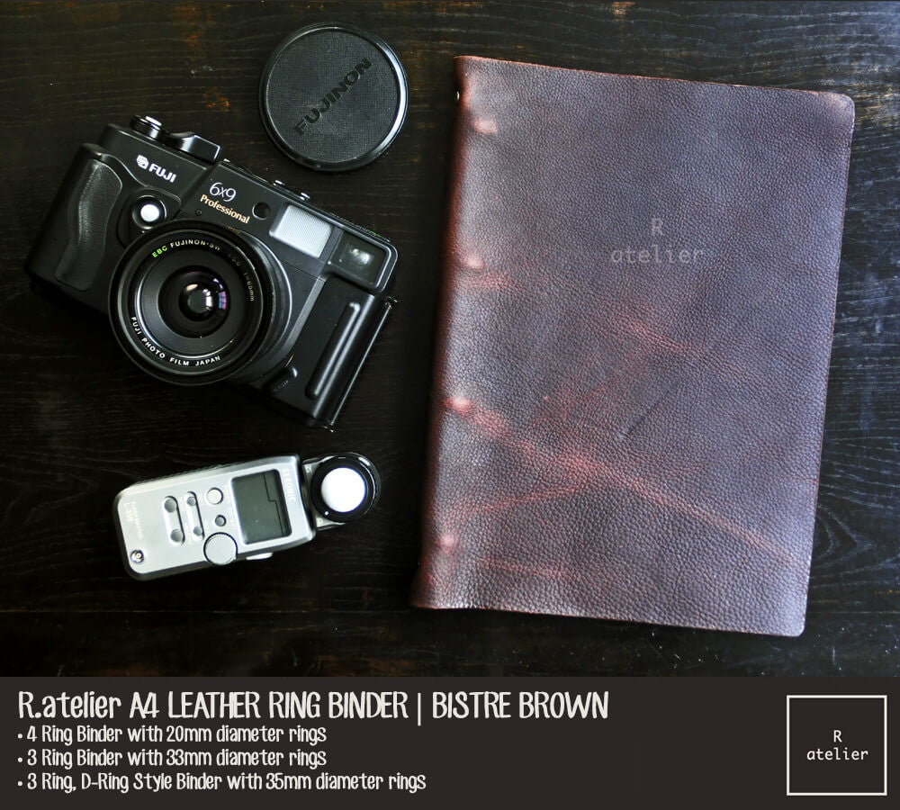 R.atelier A4 Refillable Notebook Leather Ring Binder Journal Cover | Bistre Brown