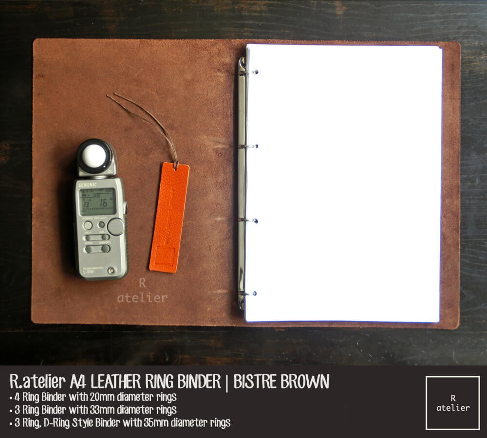 R.atelier A4 Refillable Notebook Leather Ring Binder Journal Cover | Bistre Brown
