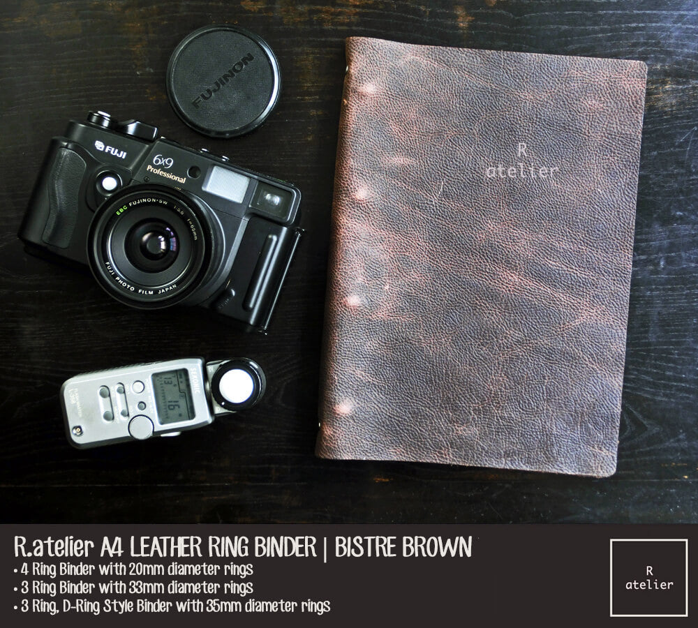 R.atelier A4 Refillable Notebook Leather Ring Binder Journal Cover | Bistre Brown