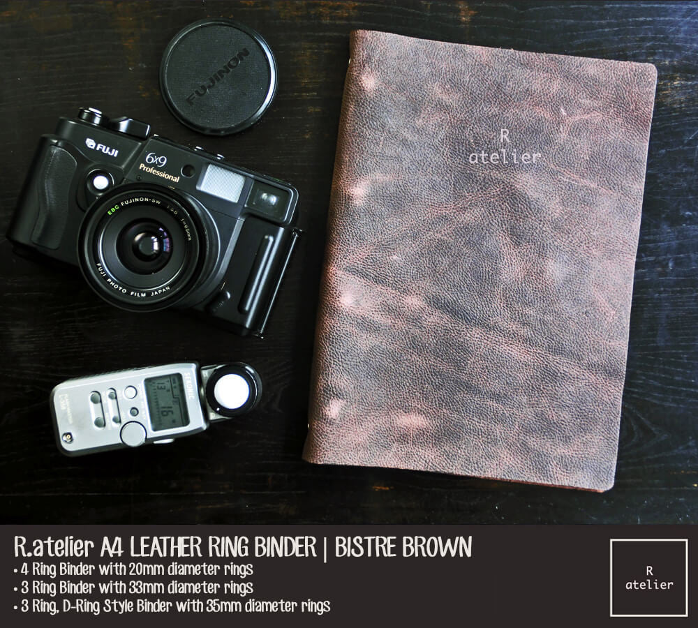 R.atelier A4 Refillable Notebook Leather Ring Binder Journal Cover | Bistre Brown