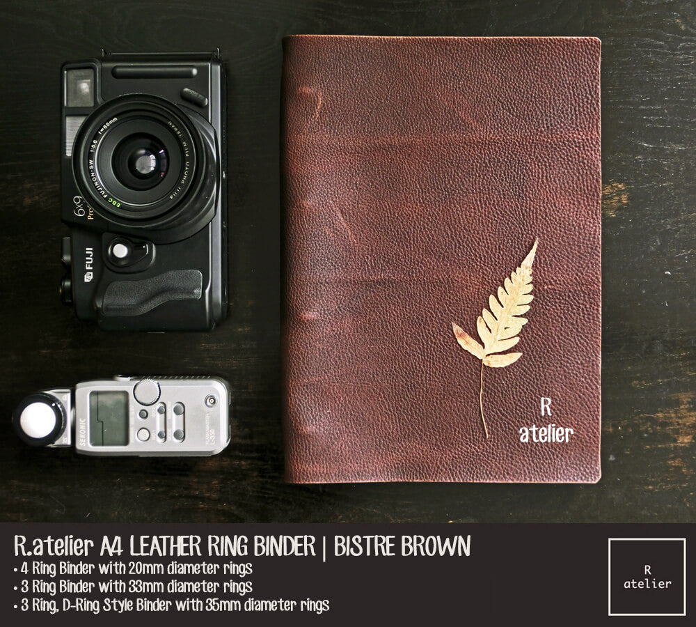 R.atelier A4 Refillable Notebook Leather Ring Binder Journal Cover | Bistre Brown