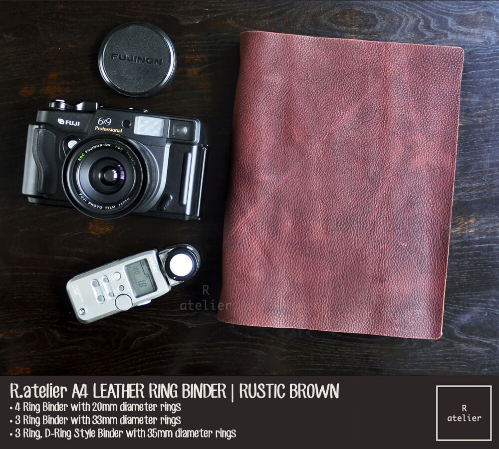 R.atelier A4 Refillable Notebook Leather Ring Binder Journal Cover | Rustic Brown