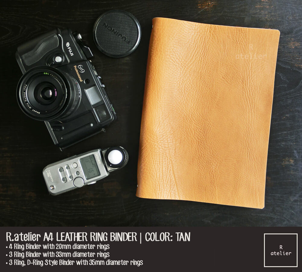 R.atelier A4 Leather Ring Binder: Tan