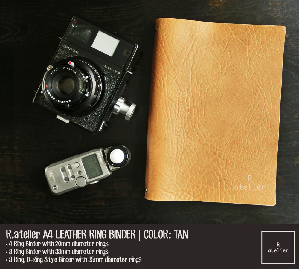 R.atelier A4 Leather Ring Binder: Tan