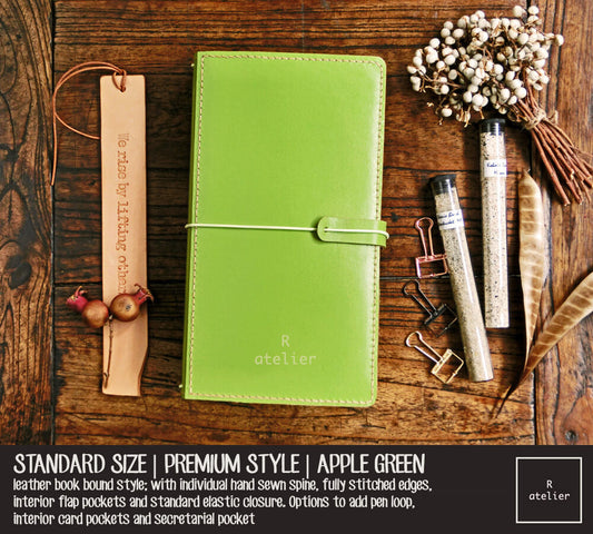 R.atelier Traveler's Notebook Leather Cover | Premium Style Standard Size | Apple Green