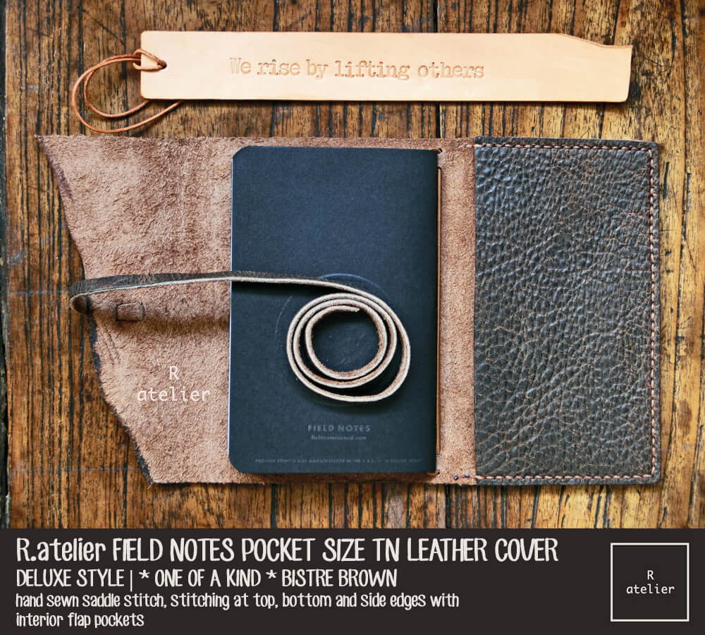 R.atelier Field Notes Pocket Size Leather Journal Cover | *One of A Kind* Bistre Brown