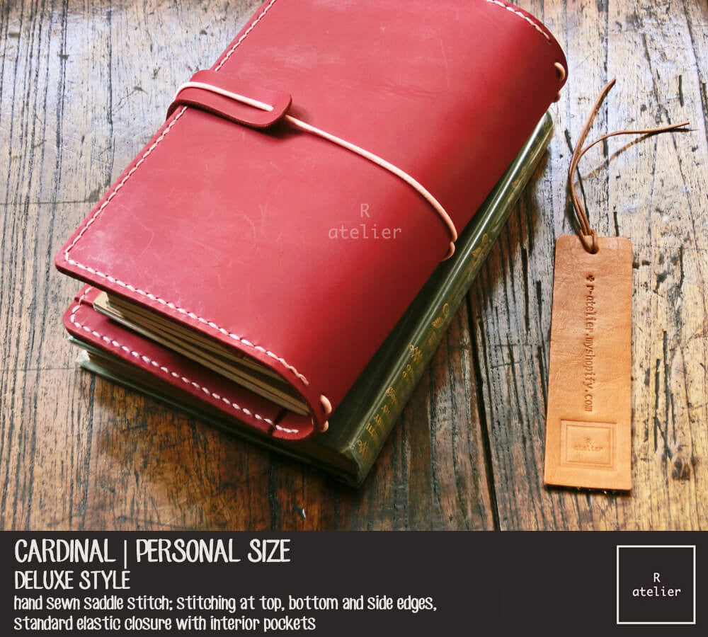 R.atelier Traveler's Notebook Leather Cover | Cardinal | Personal Size